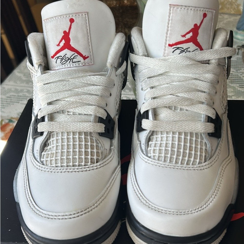 Jordan Retro 4  kids White Black Red Sneakers